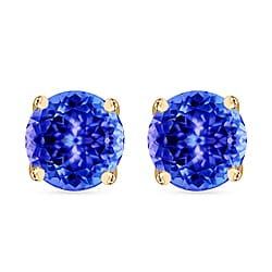 18K Rose Gold AAA Tanzanite Solitaire Stud Earrings