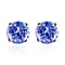 Tanzanite Solitaire Stud Push Post Earrings in Platinum Overlay Sterling Silver 2.90 ct.