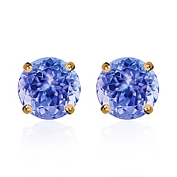 Tanzanite Solitaire Stud Earrings in Vermeil Yellow Gold Plated Sterling Silver 2.90 Ct