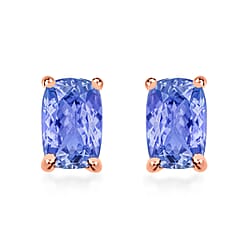 Tanzanite Solitaire Stud Push Post Earring in Platinum Overlay Sterling Silver 1.60 Ct