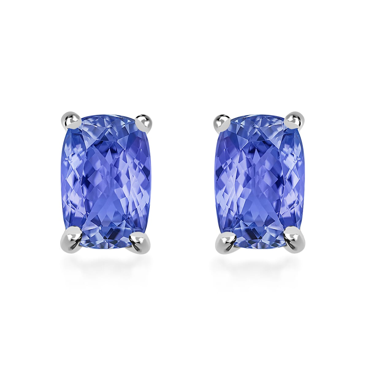 14K White Gold AA Tanzanite Solitaire Stud Push Post Earrings