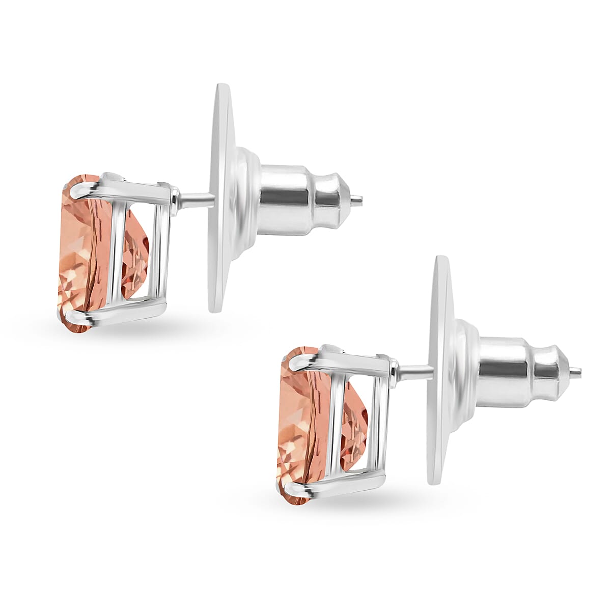 14K W Gold   Morganite  Solitaire Stud Push Post Earring 2.60 ct,  Gold Wt. 2.5 Gms  2.600  Ct.