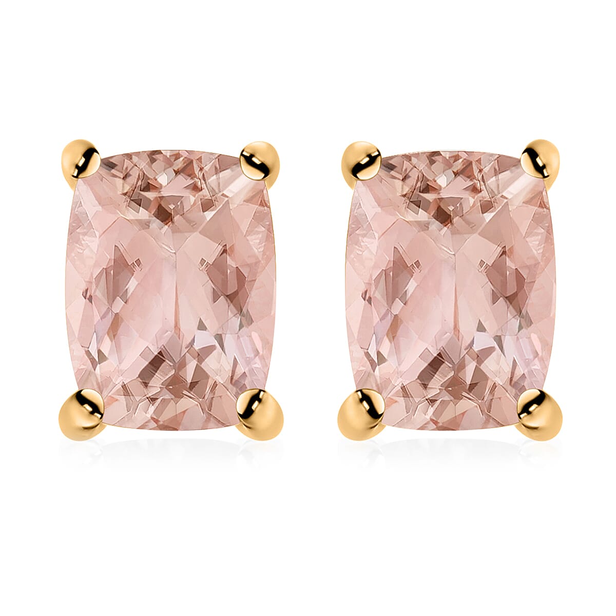 14K Yellow Gold   Morganite  Solitaire Stud Push Post Earring 2.40 ct,  Gold Wt. 0.8 Gms  2.400  Ct.