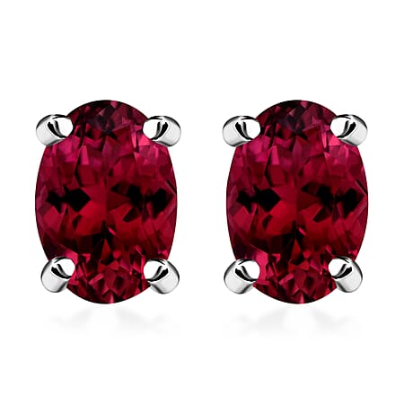 950 Platinum AAAA Rubellite Solitaire Stud Push Post Earrings 1.30 ct.