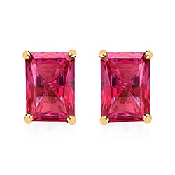 Rubellite Solitaire Stud Earrings in Platinum Overlay Sterling Silver 2.50 Ct.