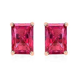 Rubellite Solitaire Stud Earrings in Platinum Overlay Sterling Silver 2.50 Ct.