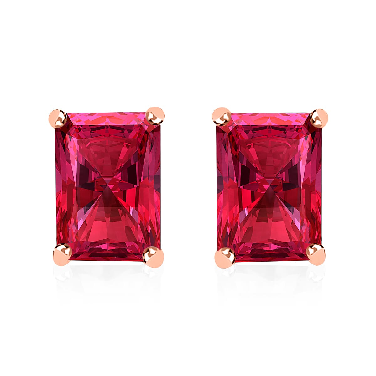 14K Rose Gold   Rubellite  Solitaire Stud Push Post Earring 1.25 ct,  Gold Wt. 1.5 Gms  1.250  Ct.