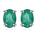 Zambian Emerald Solitaire Stud Push Post Earring in Platinum Overlay Sterling Silver 0.92 ct 0.920 Ct.