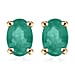 Zambian Emerald Solitaire Stud Push Post Earring in Platinum Overlay Sterling Silver 0.92 ct 0.920 Ct.