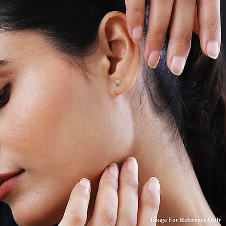 18K Yellow Gold   Ethiopian Opal  Solitaire Stud Push Post Earring 1.16 ct,  Gold Wt. 2.5 Gms  1.160  Ct.