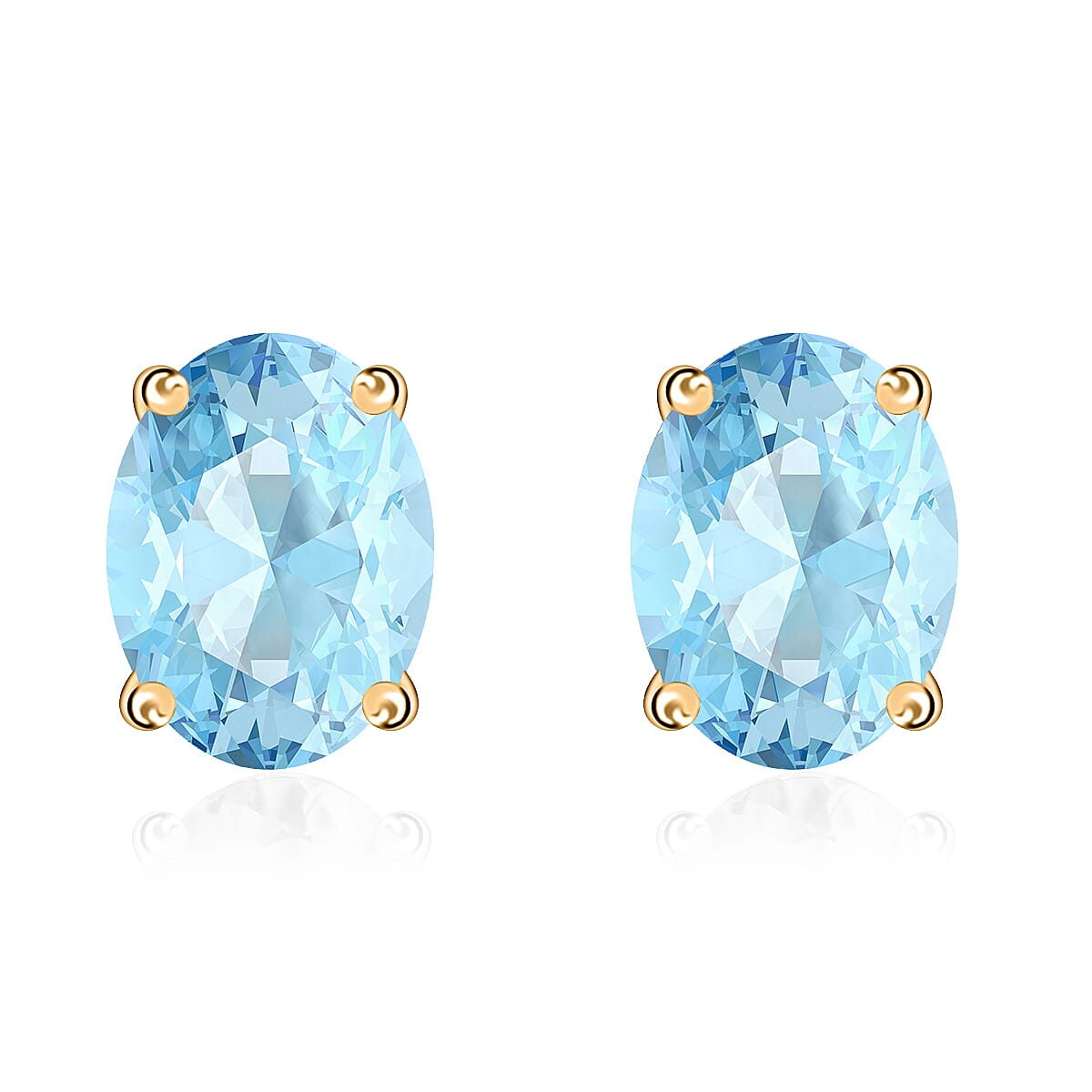 14K Yellow Gold Aquamarine Solitaire Stud Push Back Earring 1.31 Ct.