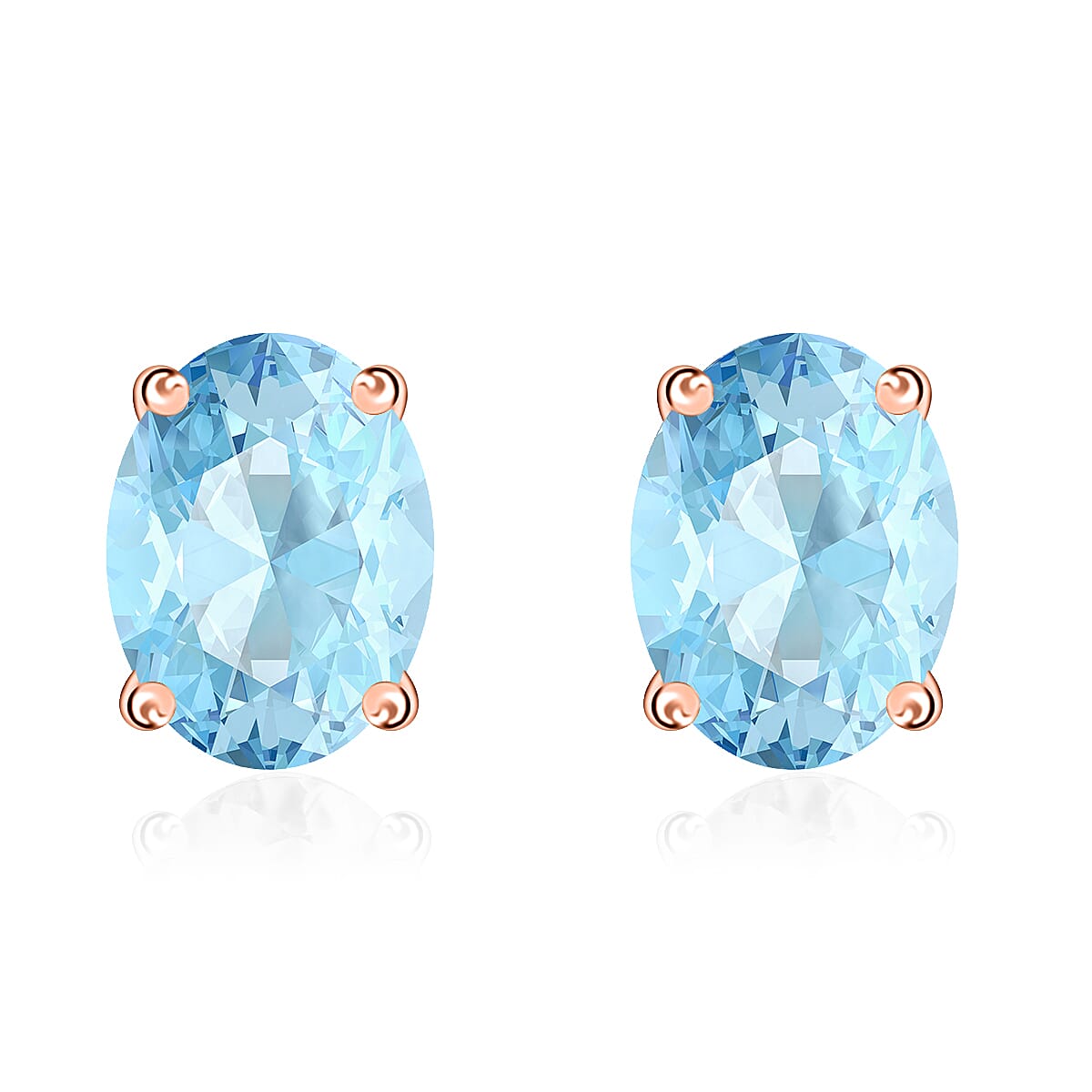 14K Rose Gold Aquamarine Solitaire Stud With Push Back Earring 1.50 Ct.