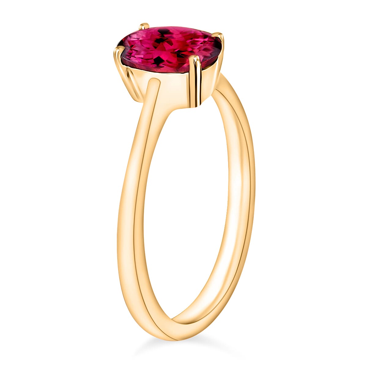14K Yellow Gold   Rubellite  Solitaire Ring 1.30 ct,  Gold Wt. 4 Gms  1.300  Ct.