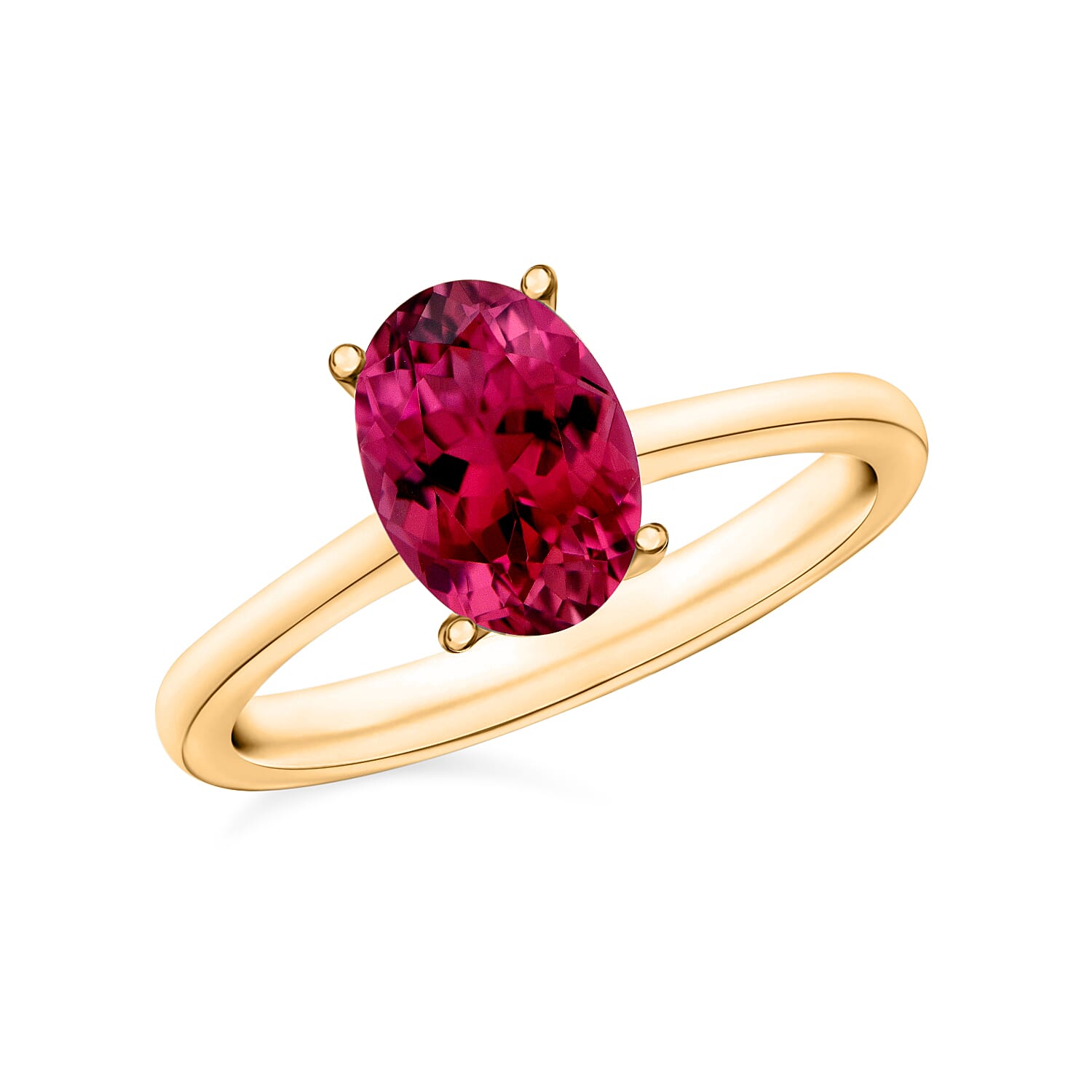 18K Yellow Gold   Rubellite  Solitaire Ring 1.30 ct,  Gold Wt. 5.5 Gms  1.300  Ct.