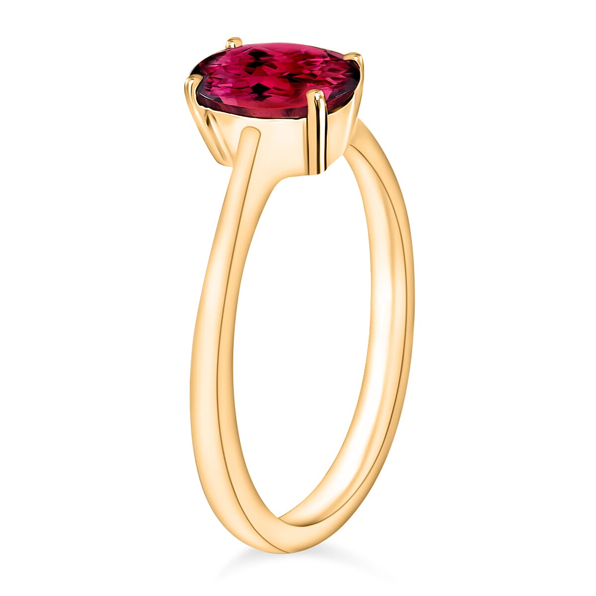 18K Yellow Gold   Rubellite  Solitaire Ring 1.30 ct,  Gold Wt. 5.5 Gms  1.300  Ct.