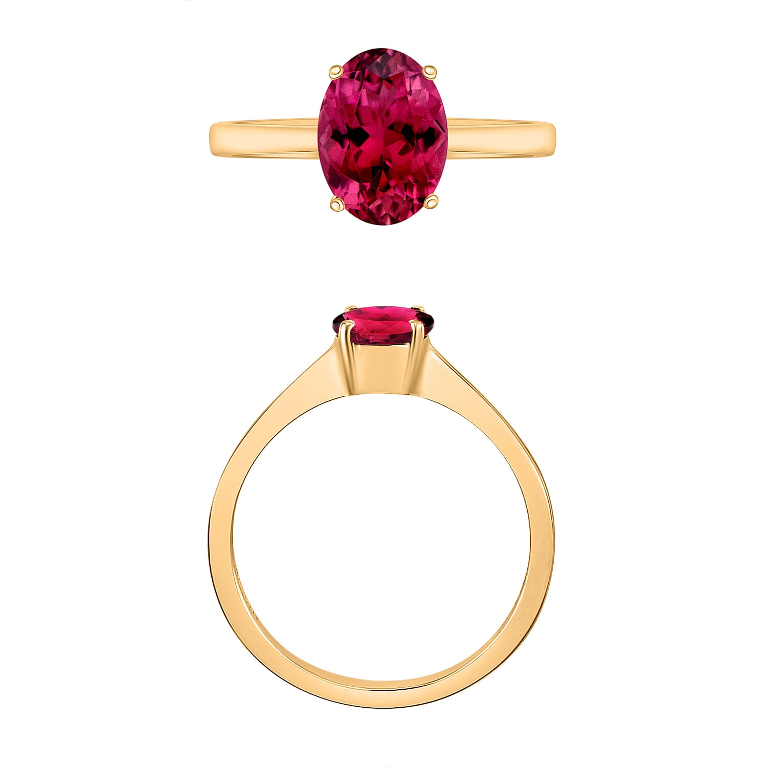 18K Yellow Gold   Rubellite  Solitaire Ring 1.30 ct,  Gold Wt. 5.5 Gms  1.300  Ct.