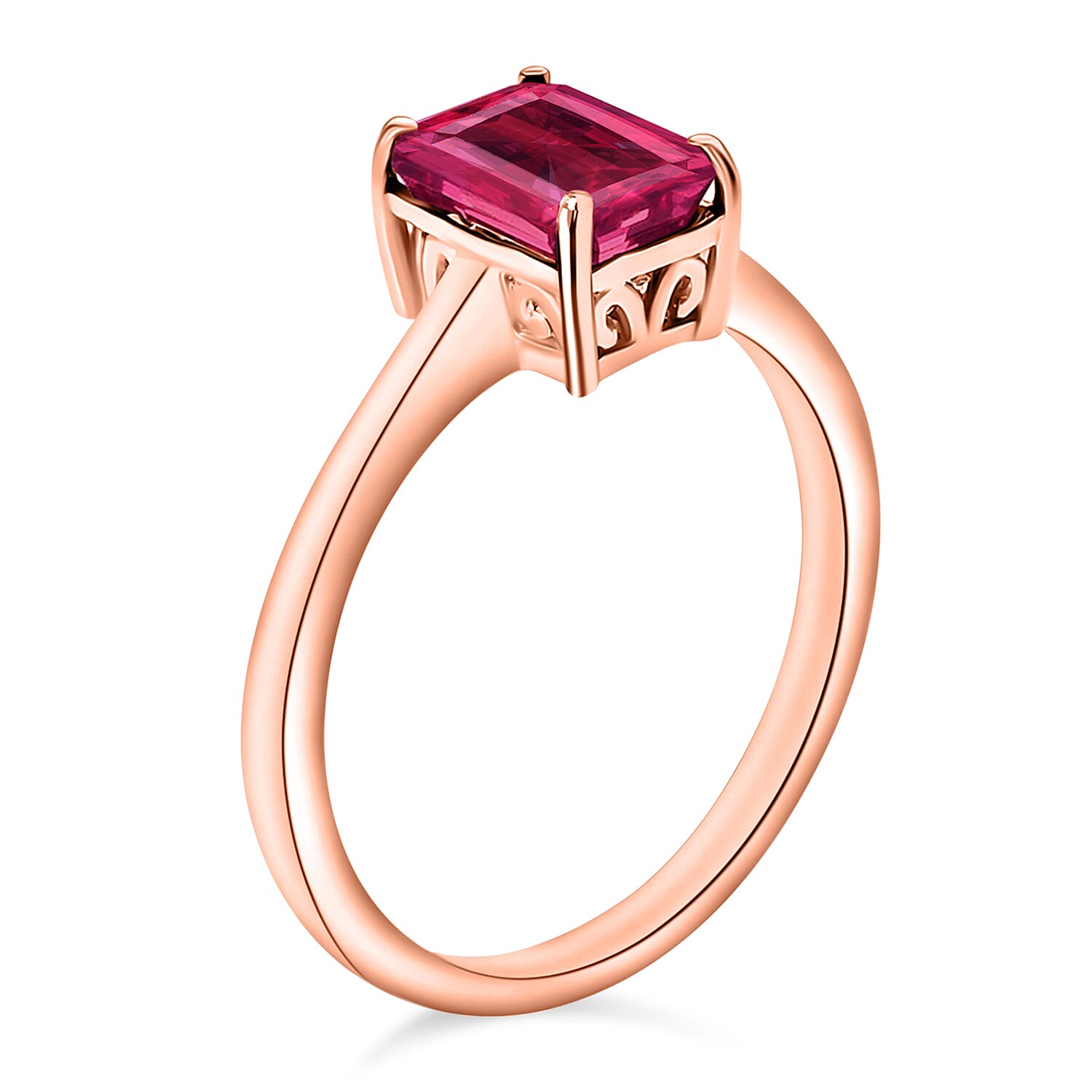 14K Gold Rubellite Solitaire Ring in Gold