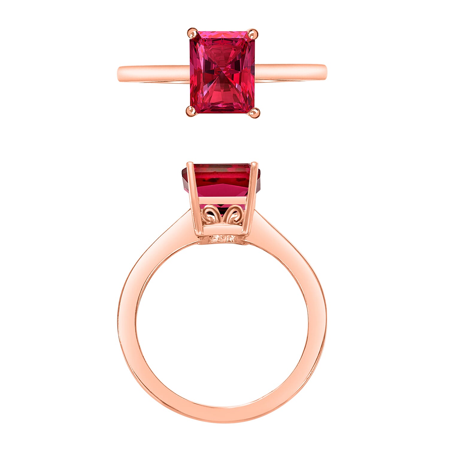 14K Gold Rubellite Solitaire Ring in Gold