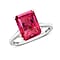 Rubellite Solitaire Ring in Sterling Silver 