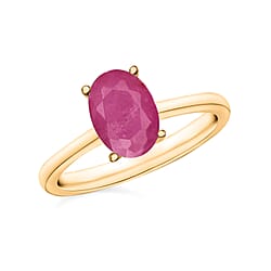 Mozambique Ruby Solitaire Ring in Sterling Silver 