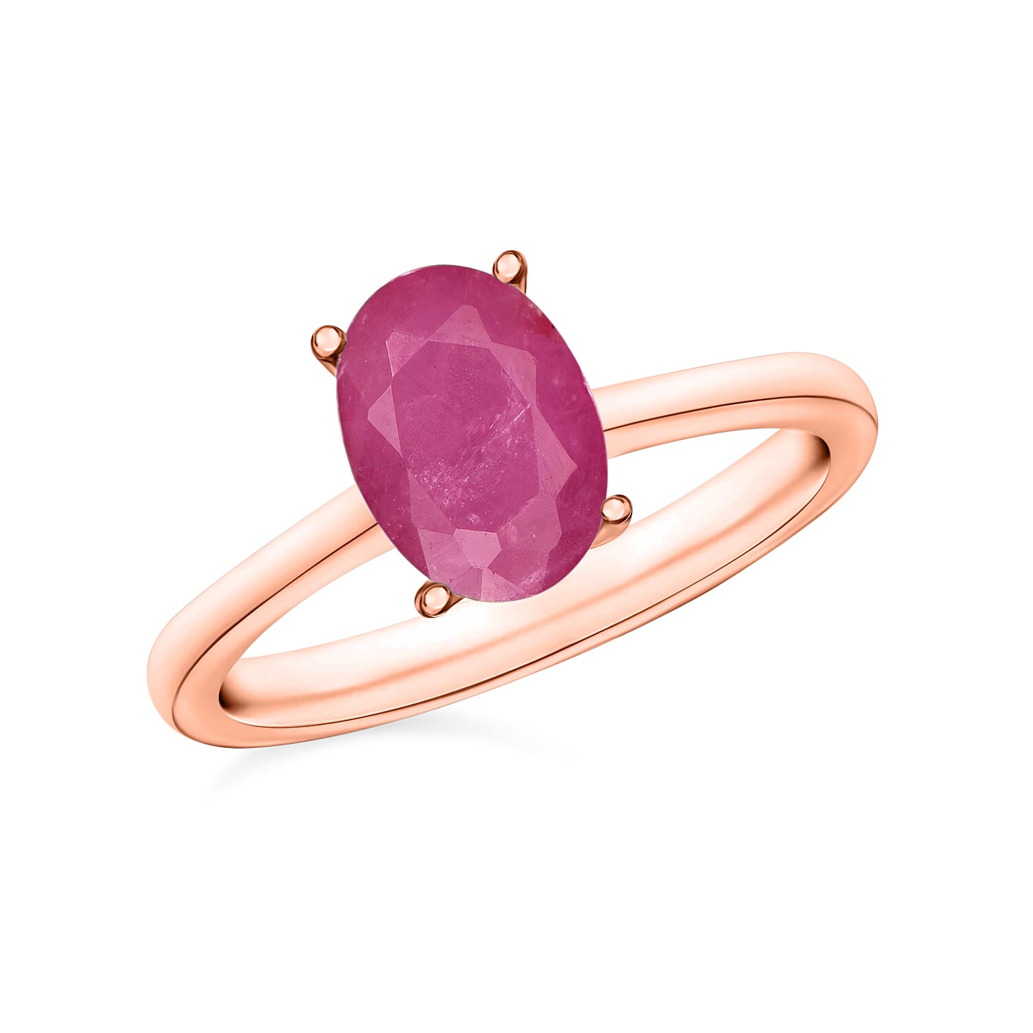 Mozambique Ruby Solitaire Ring in Sterling Silver 