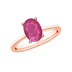 Mozambique Ruby Solitaire Ring in Sterling Silver 