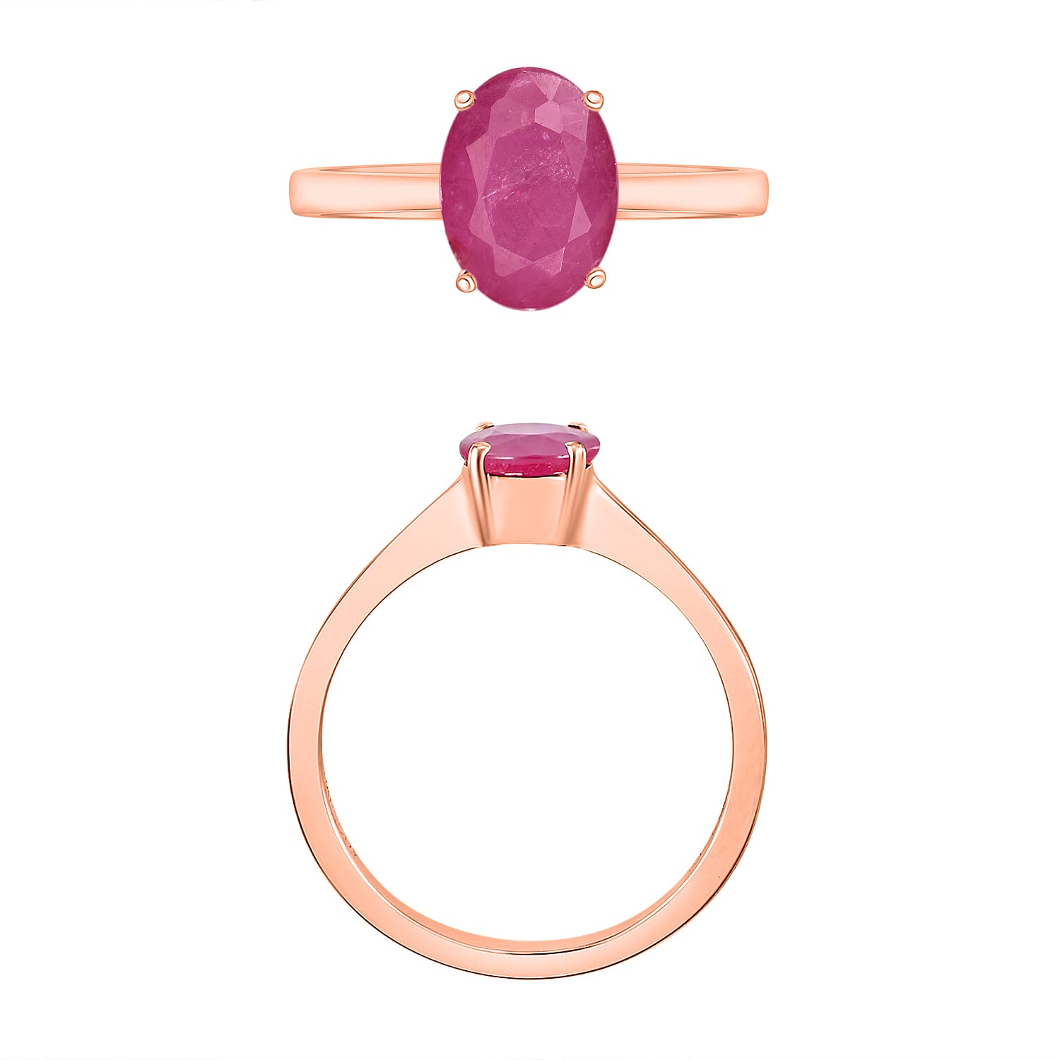 Mozambique Ruby Solitaire Ring in Sterling Silver 