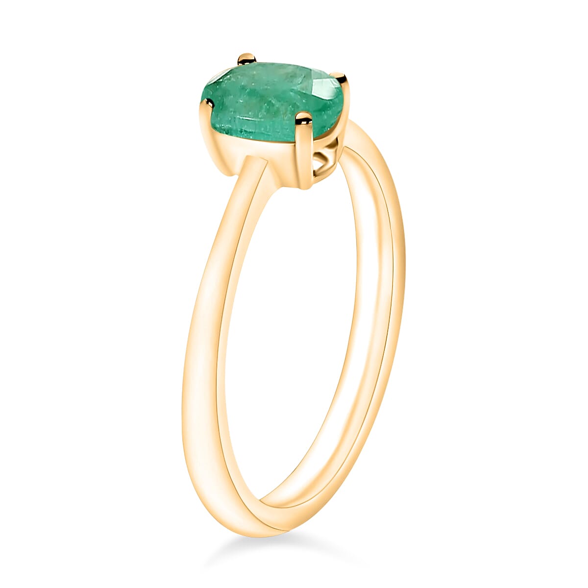 18K Gold AAZambian Emerald Solitaire Ring in Gold