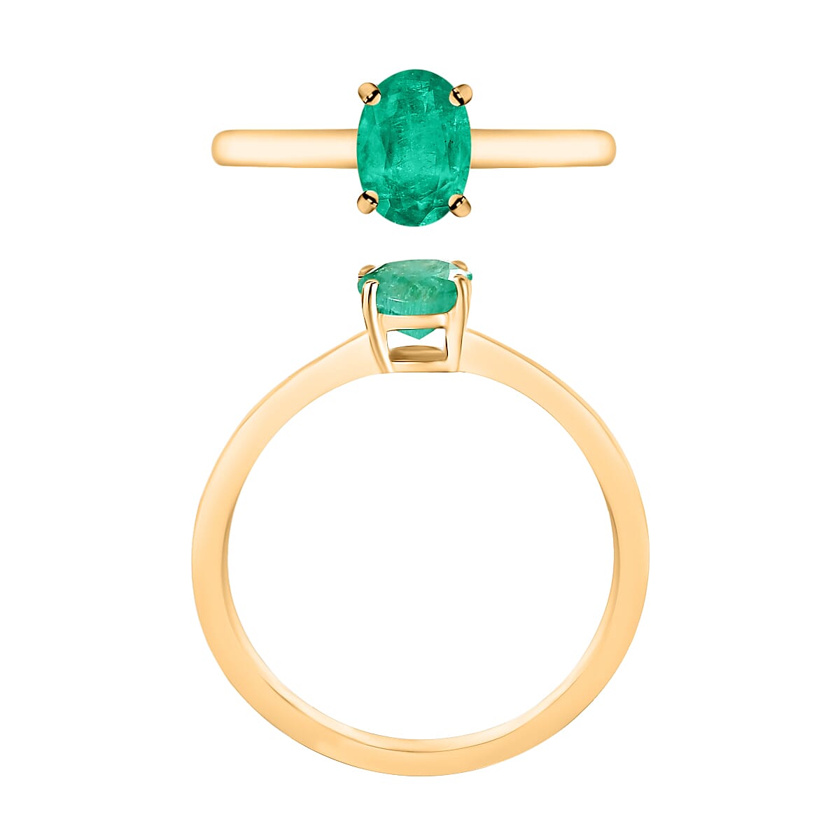 18K Gold AAZambian Emerald Solitaire Ring in Gold