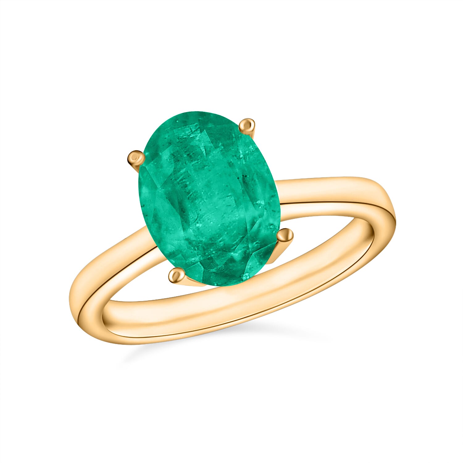 18K Gold AAZambian Emerald Solitaire Ring in Gold 