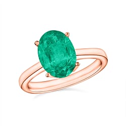 18K Gold AA Zambian Emerald Solitaire Ring