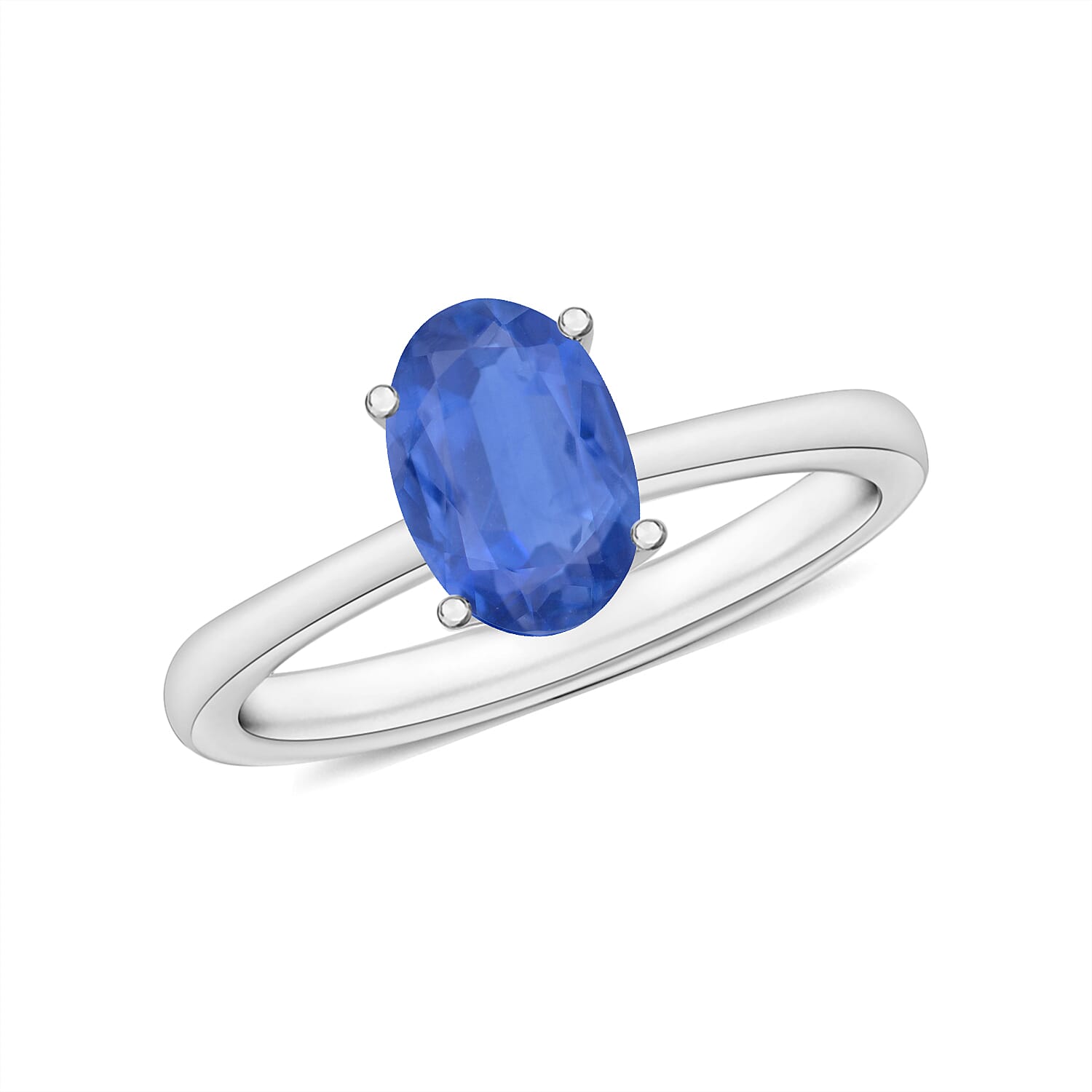 Kanchanaburi Blue Sapphire Solitaire Ring in Sterling Silver