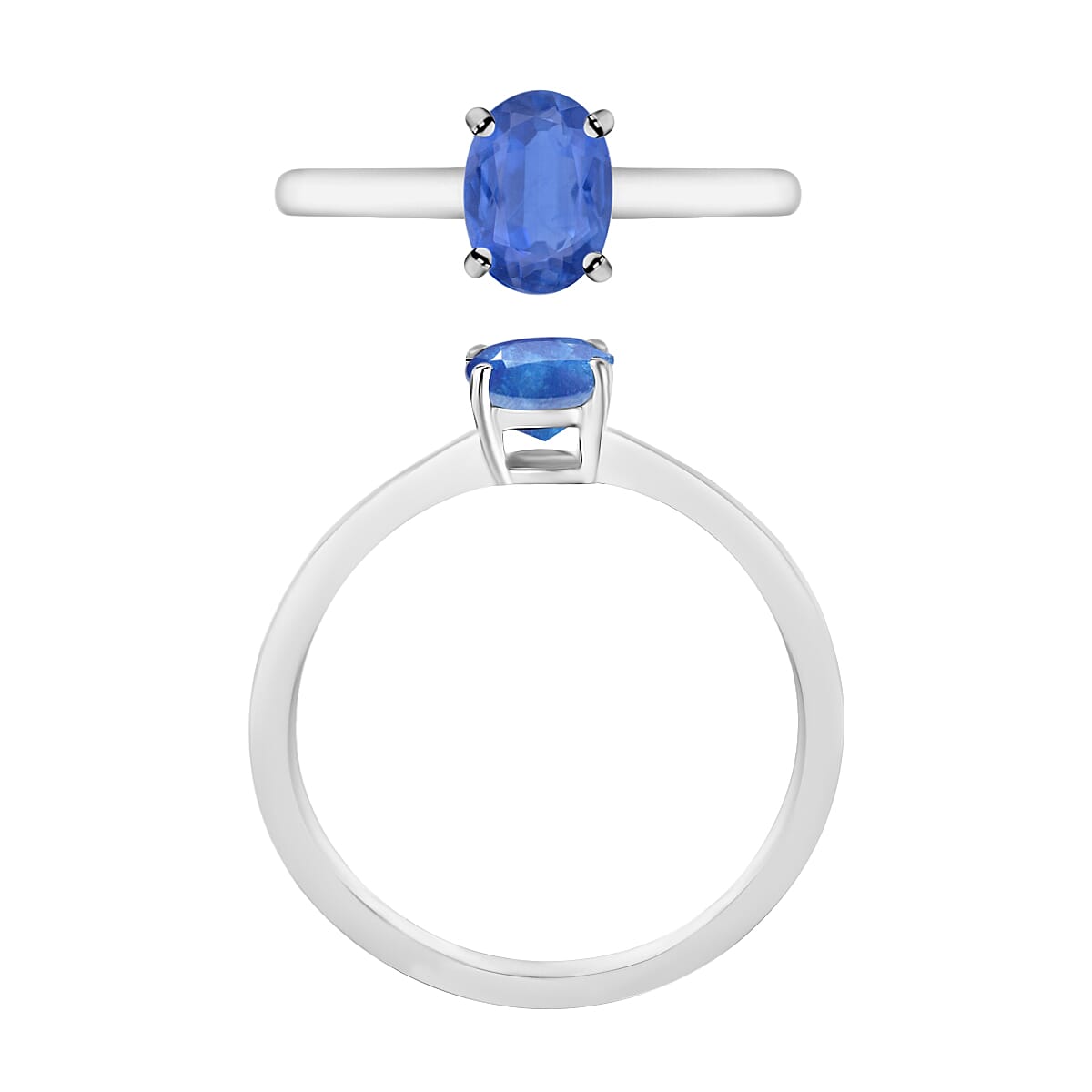 Kanchanaburi Blue Sapphire Solitaire Ring in Sterling Silver