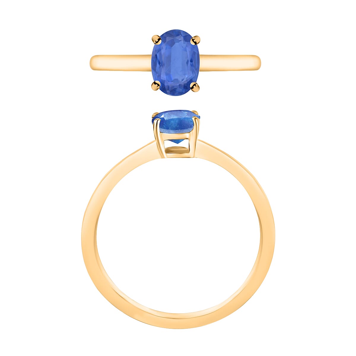 Kanchanaburi Blue Sapphire Solitaire Ring in Sterling Silver