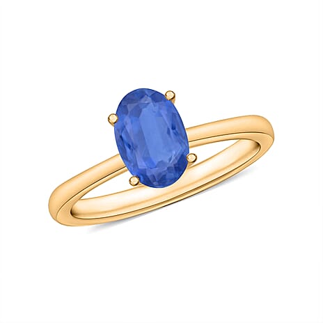 A  Kanchanaburi Blue Sapphire  Solitaire Ring in Vermeil YG Sterling Silver 0.90 ct  1.010  Ct.