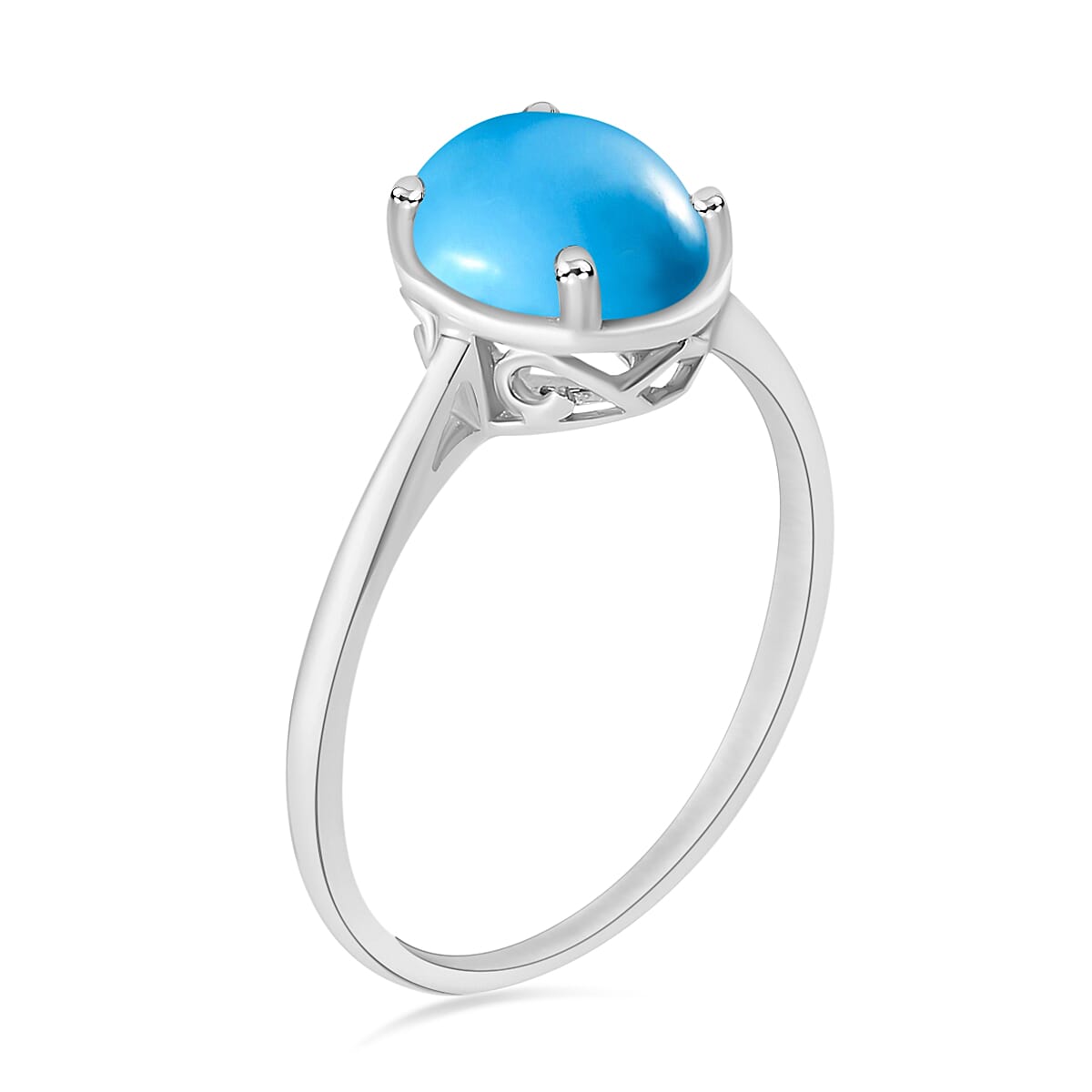 950 Platinum  AAAA  Sleeping Beauty Turquoise  Solitaire Ring 2.60 ct,  Platinum Wt. 5.5 Gms  2.600  Ct.