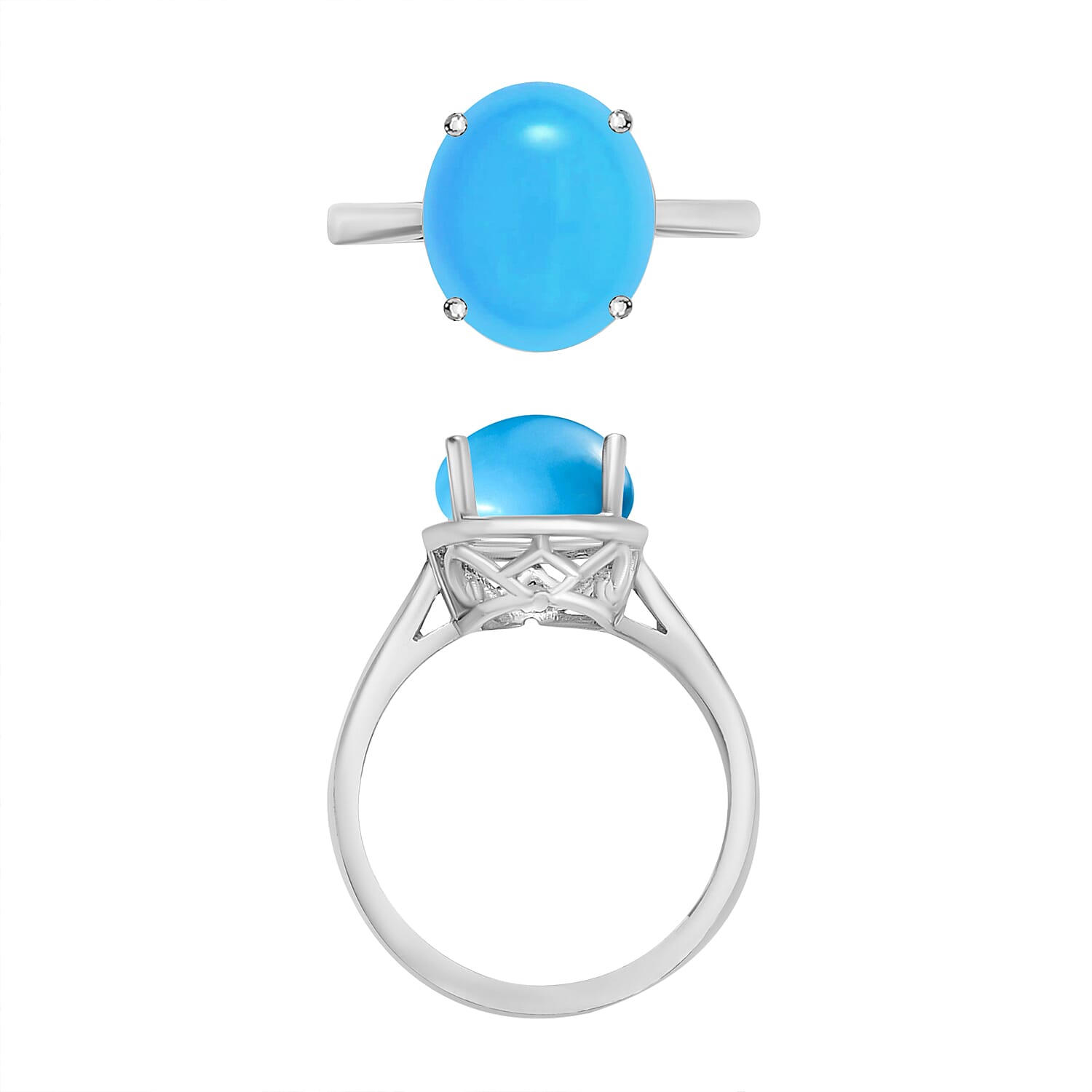 950 Platinum  AAAA  Sleeping Beauty Turquoise  Solitaire Ring 2.60 ct,  Platinum Wt. 5.5 Gms  2.600  Ct.