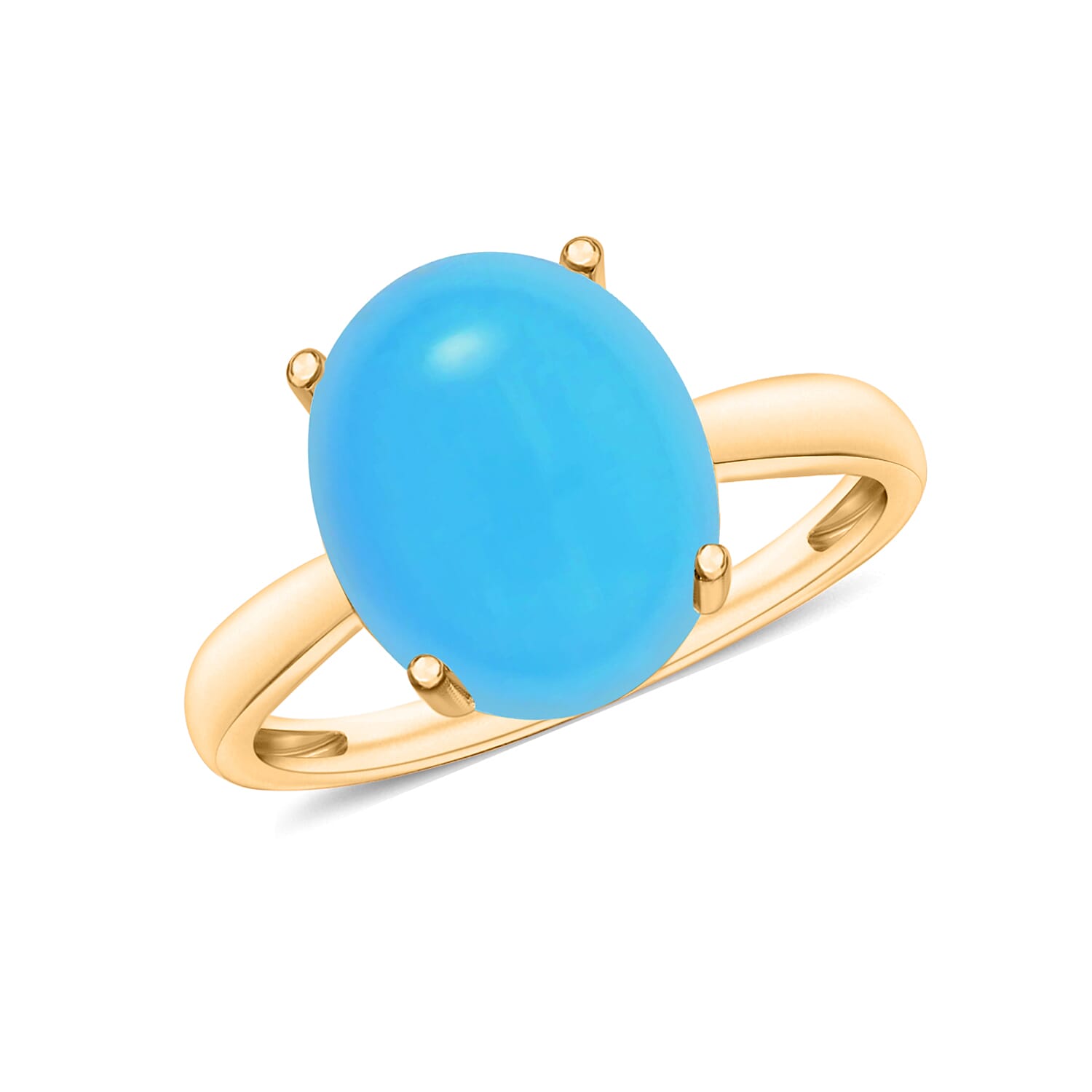18K Gold AAA Sleeping Beauty Turquoise Solitaire Ring in Gold 