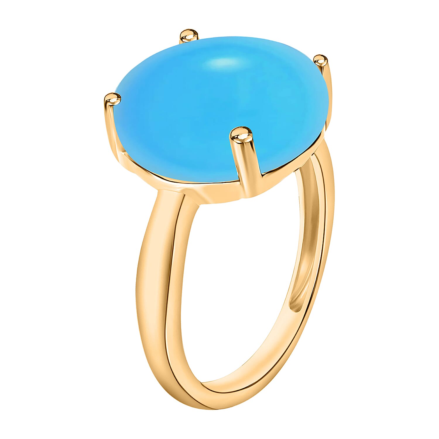 18K Gold AAA Sleeping Beauty Turquoise Solitaire Ring in Gold 