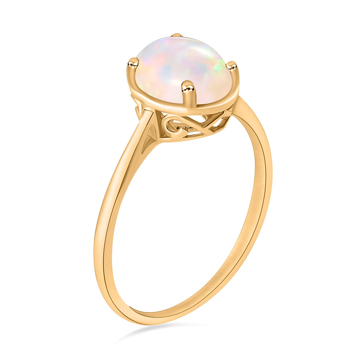 AA Ethiopian Opal Solitaire Ring in Sterling Silver 