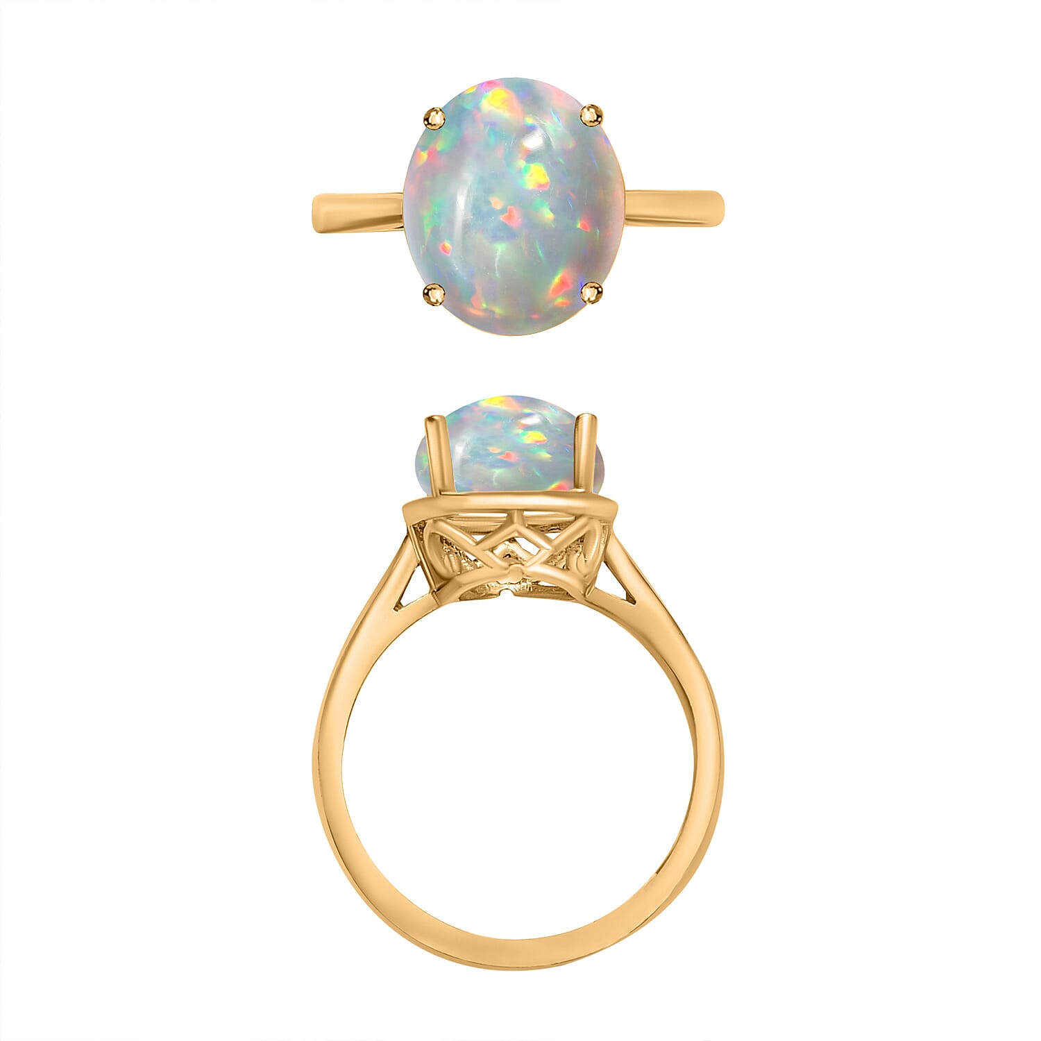 AA Ethiopian Opal Solitaire Ring in Sterling Silver 