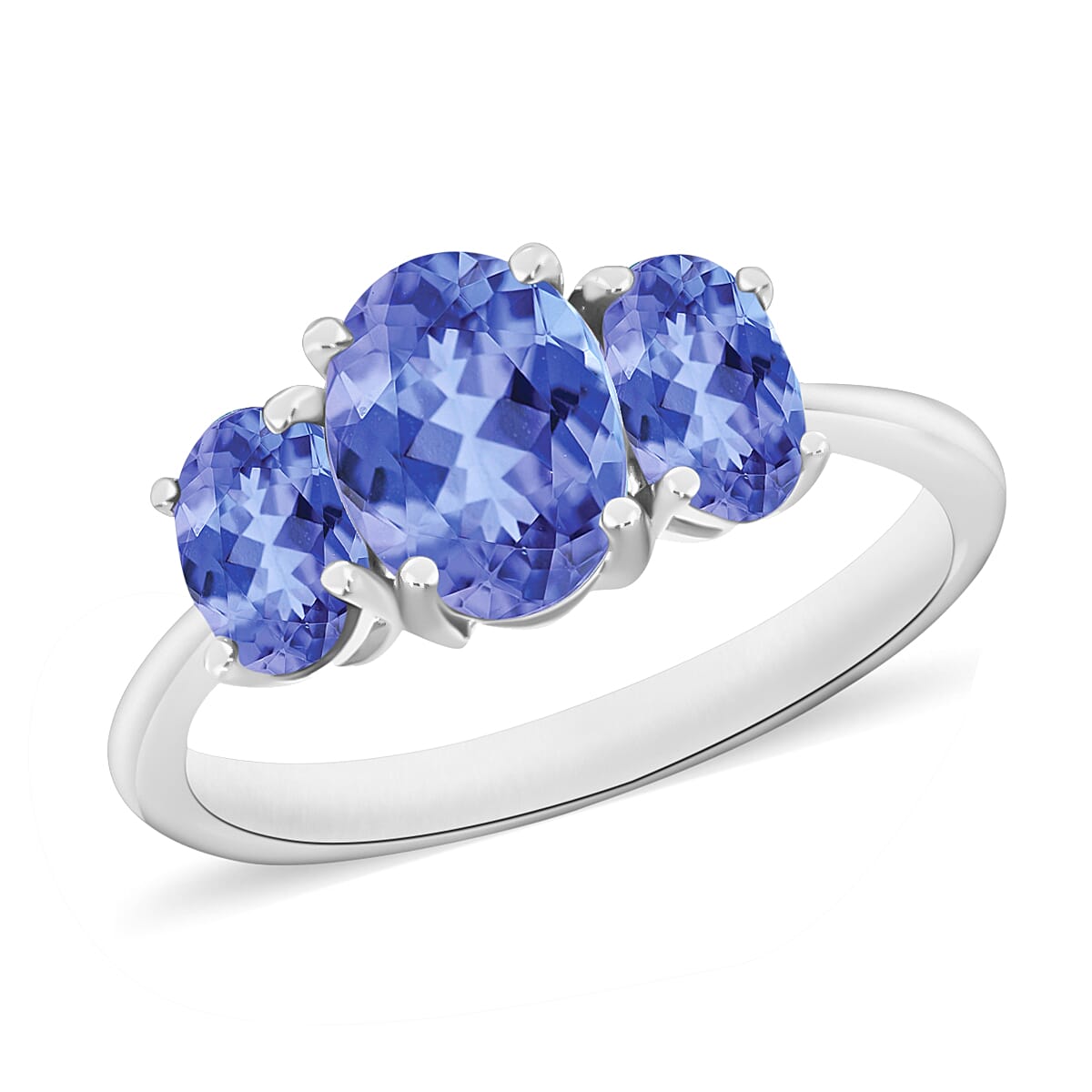 Tanzanite 3 Stone Ring in Sterling Silver