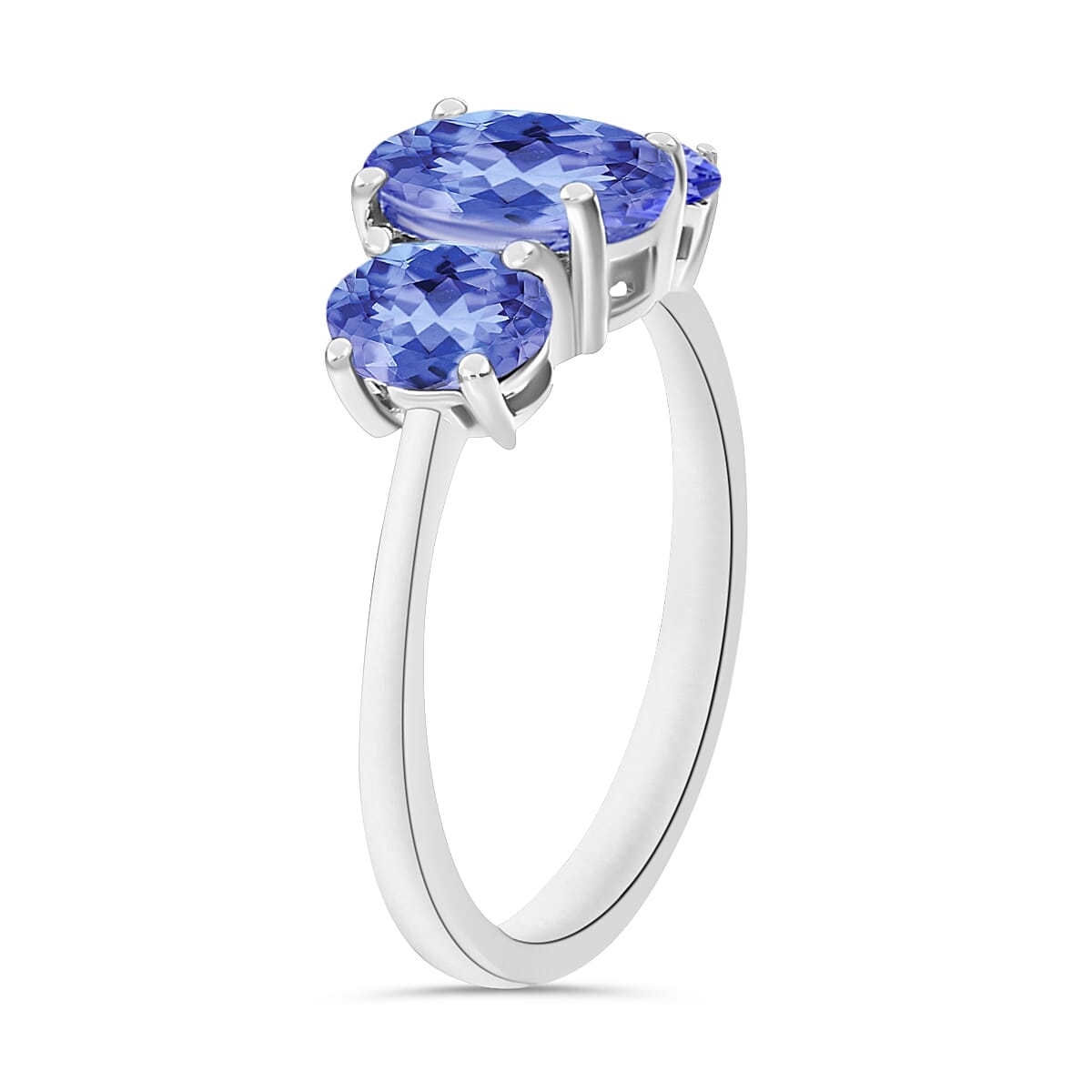 Tanzanite 3 Stone Ring in Sterling Silver