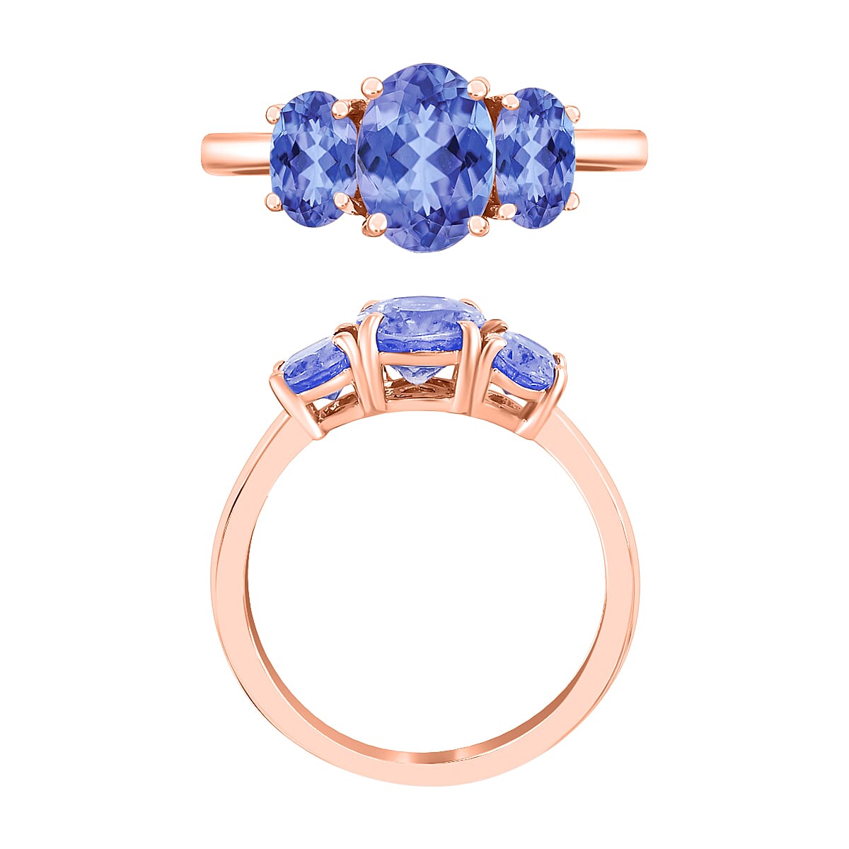 Tanzanite 3 Stone Ring in Sterling Silver