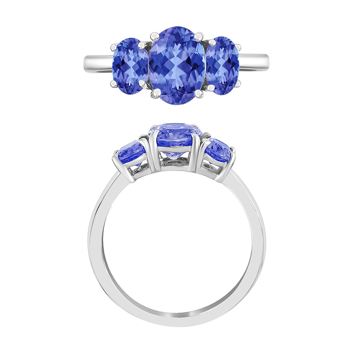 Tanzanite 3 Stone Ring in 14K Gold