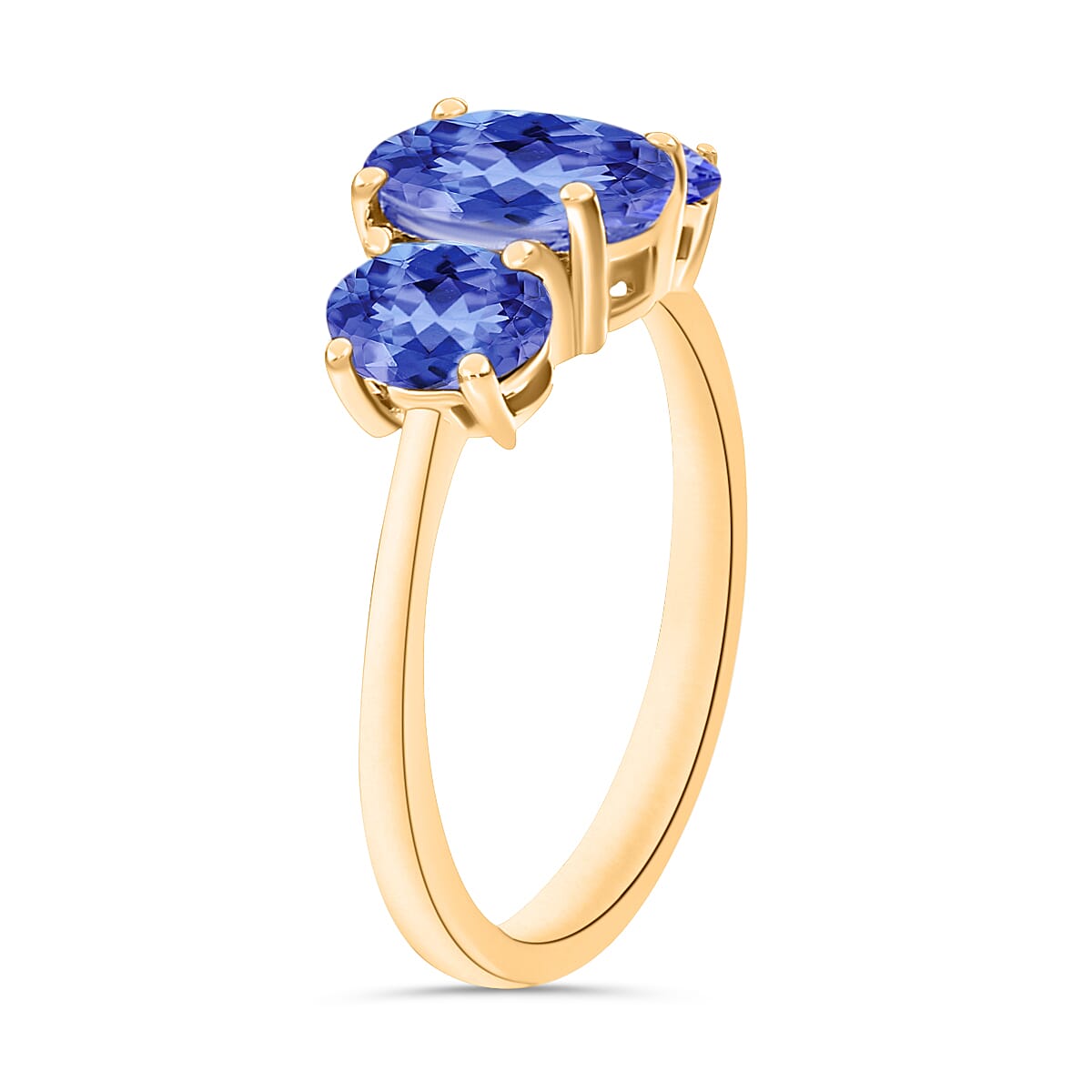 Tanzanite 3 Stone Ring in 14K Gold