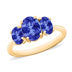 Tanzanite 3 Stone Ring in 18K Gold