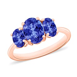 Tanzanite 3 Stone Ring in 18K Gold