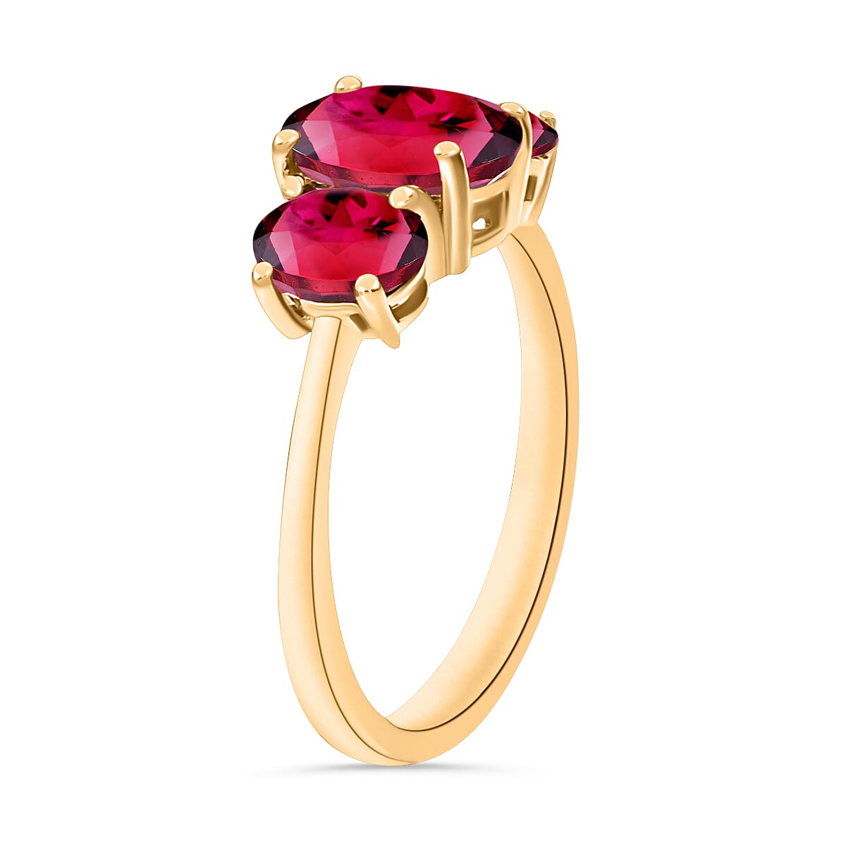 14K Yellow Gold   Rubellite  3 Stone Ring 2.90 ct,  Gold Wt. 4 Gms  2.900  Ct.
