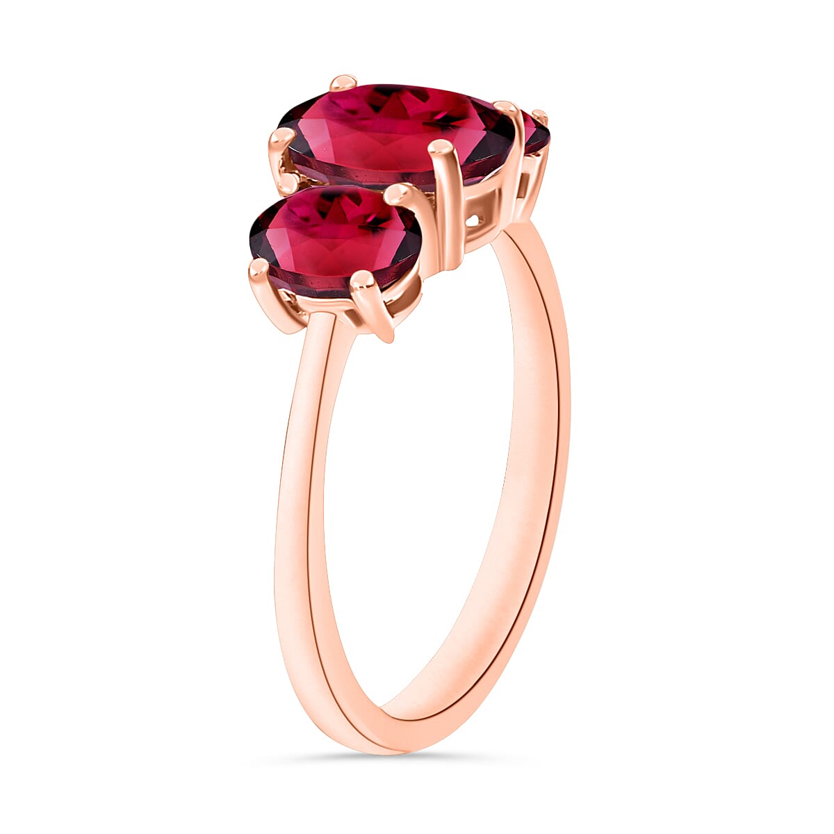 18K Rose Gold   Rubellite  3 Stone Ring 2.60 ct,  Gold Wt. 6 Gms  2.600  Ct.